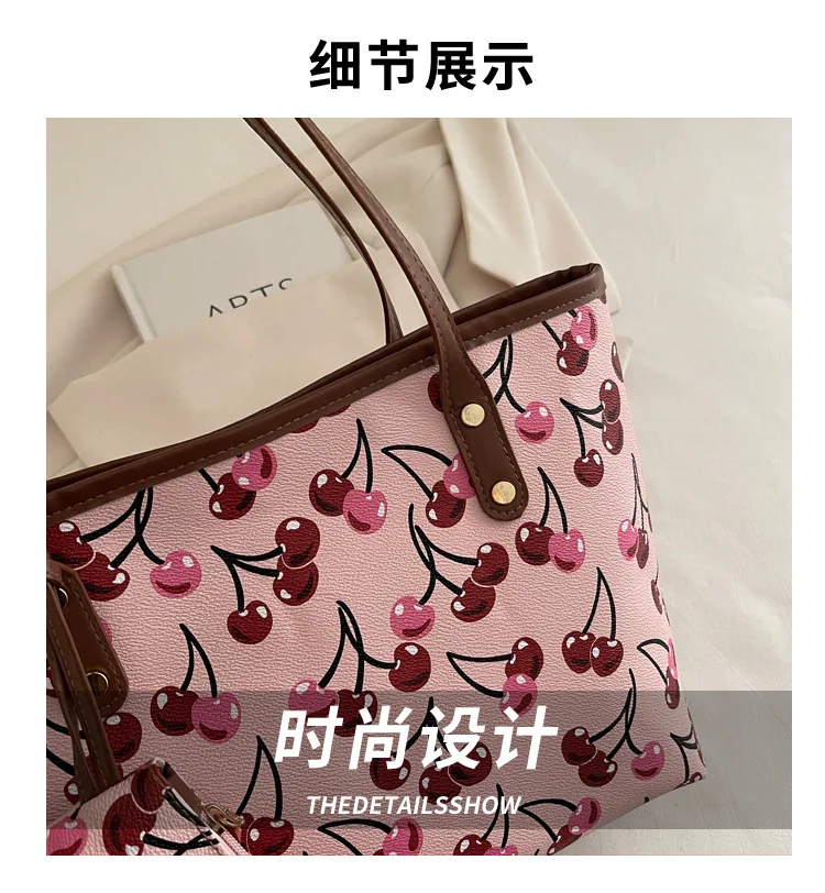 2026 Neue Bedruckte Tragetasche für Damen Große Kapazität Lässige Schultertasche Mode 2-teiliges Set Handtasche – Detail 2