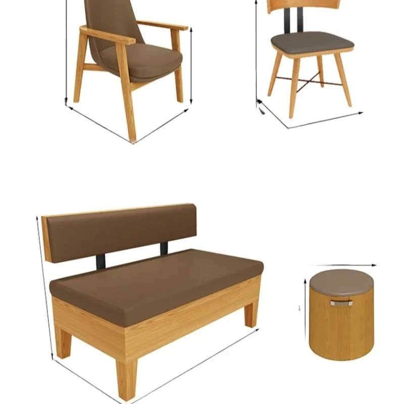 Cafe tables and chairs, dessert shop negotiation lounge area book bar restaurant furniture booth sofa chair Minimum order of 5