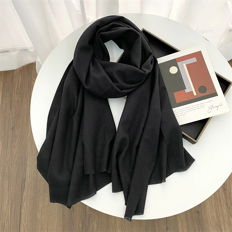 70*200 سنتيمتر بلون الشتاء الدافئة النساء وشاح شالات كشميرية سميكة منديل الحجاب يلتف الباشمينا فولارد عقال