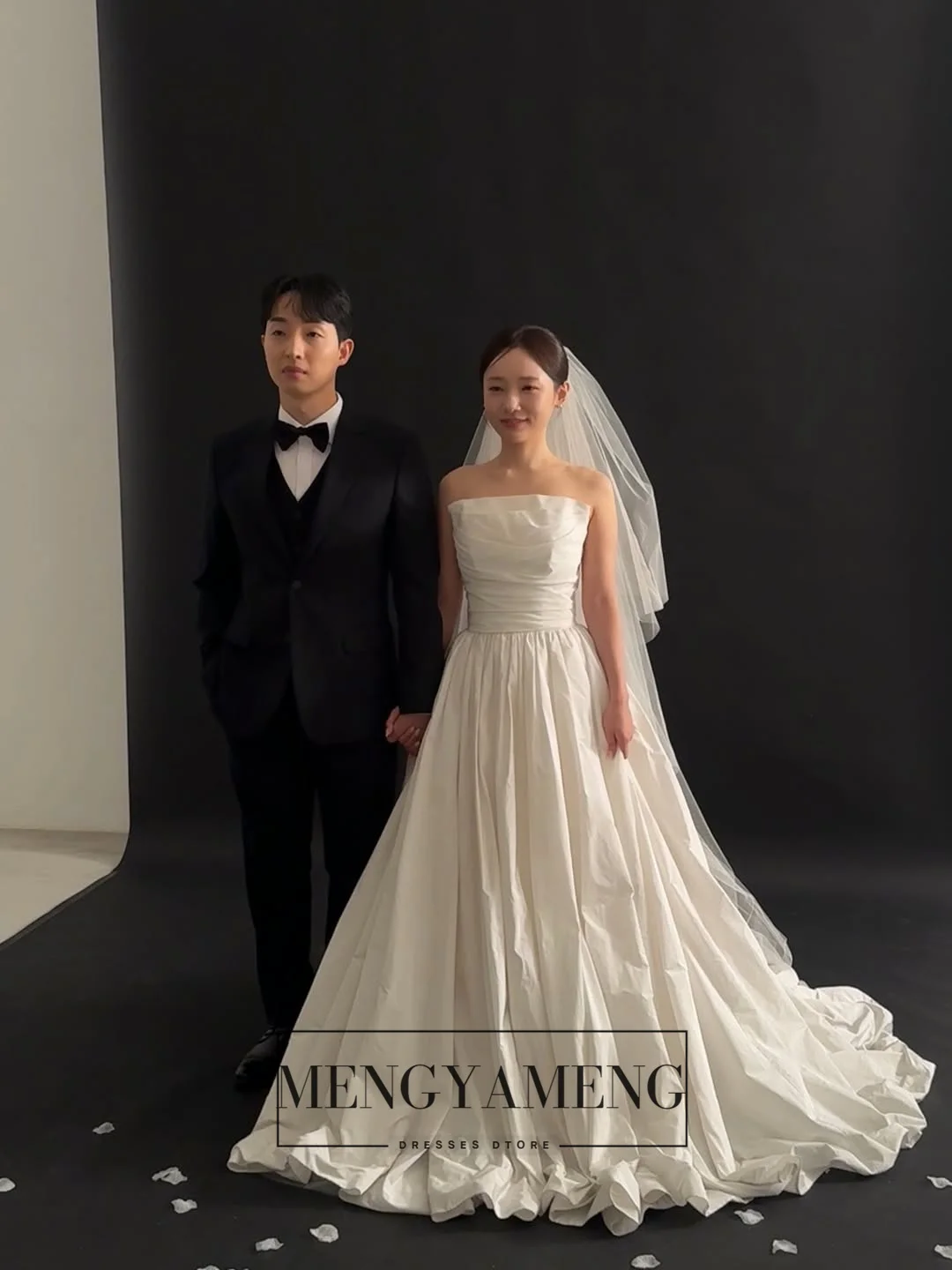 Suknie ślubne koreańskie bez ramiączek z tafty ZHUISHU, gorsetowe, z możliwością personalizacji, idealne do sesji zdjęciowych, księżniczka, linia A, suknia na przyjęcie.