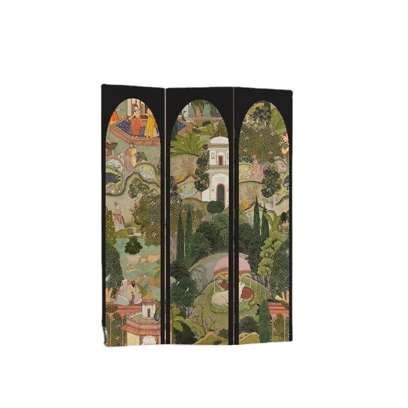 

French medieval flower and bird screen partition living room modern simple movable office entrance bedroom shelter home