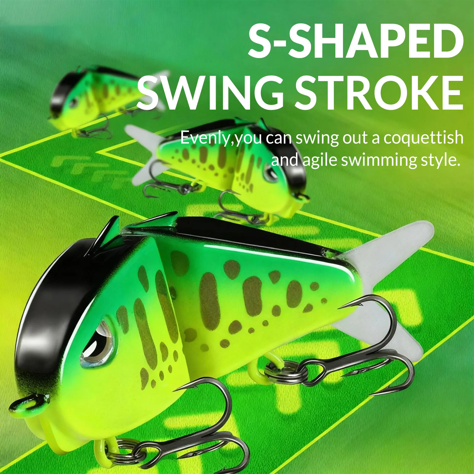 9KM Swimbait Angelköder VIB Langsam sinkender Wide S Motion Lure mit 3D-Augen Mini Glide Bait ABS-Material zum Barschforellenangeln – Detail 5