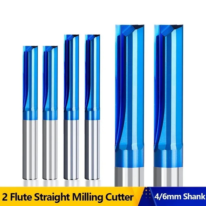 

Straight End Mill 4/6mm 2 Flute Shank Carbide Router Bit Wood CNC Milling Tools