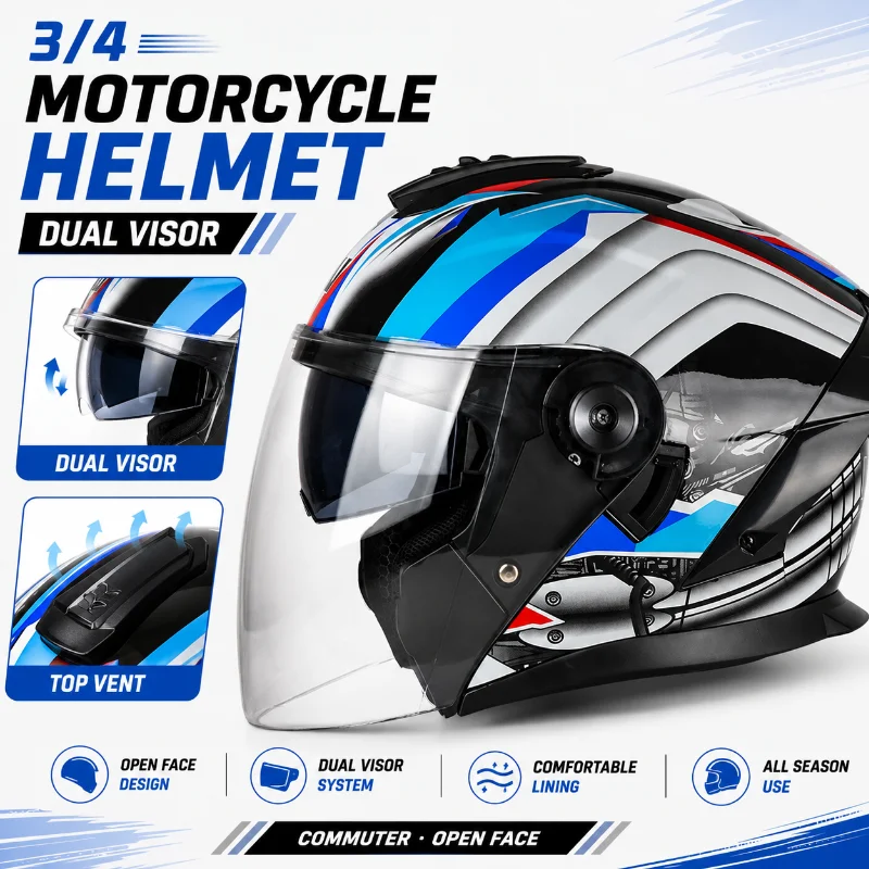 3-4-half-helmet-motorcycle-helmet-custom-riding-double-mirror-four-seasons-universal-men-and-women-commuting