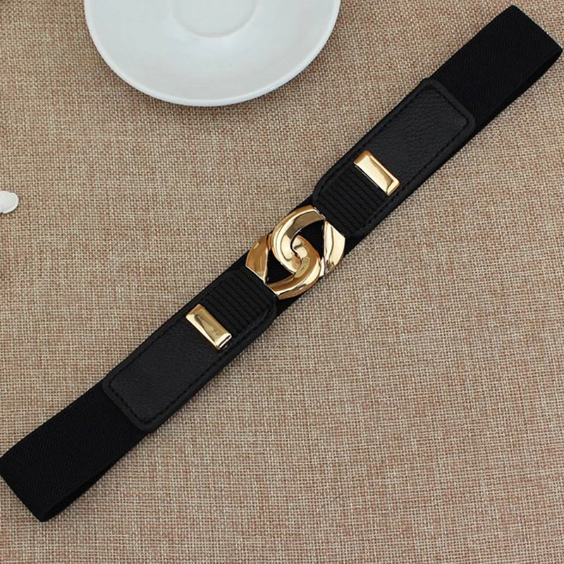 Female Wide Elastic Waistband Metal Buckle Belt for Women Waist Band Cummerband Sweater Coat Clothing Accessories