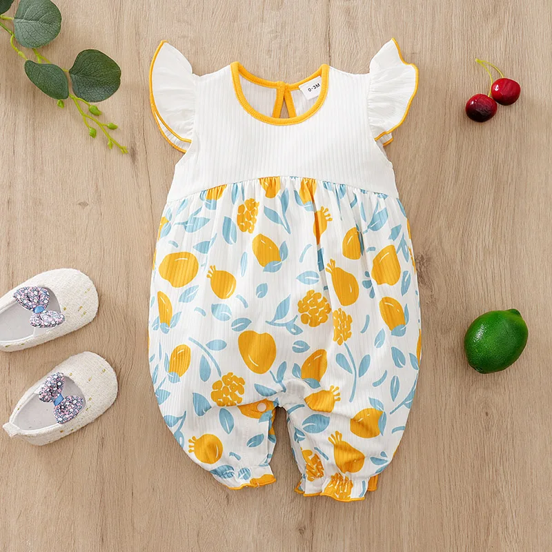 Baby Clothing Casual Clothes Fashion pretty sleeve Outfit Solid Boy yellow Cartoon 100% Cotton short Sleeve  Summer yellow