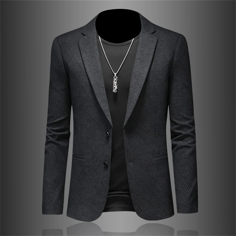 

Busin Casual Slim Fit Men's Faionable 2025 New Sle Small Suit Jaet Polyester Viscose Fiber Stand Fit