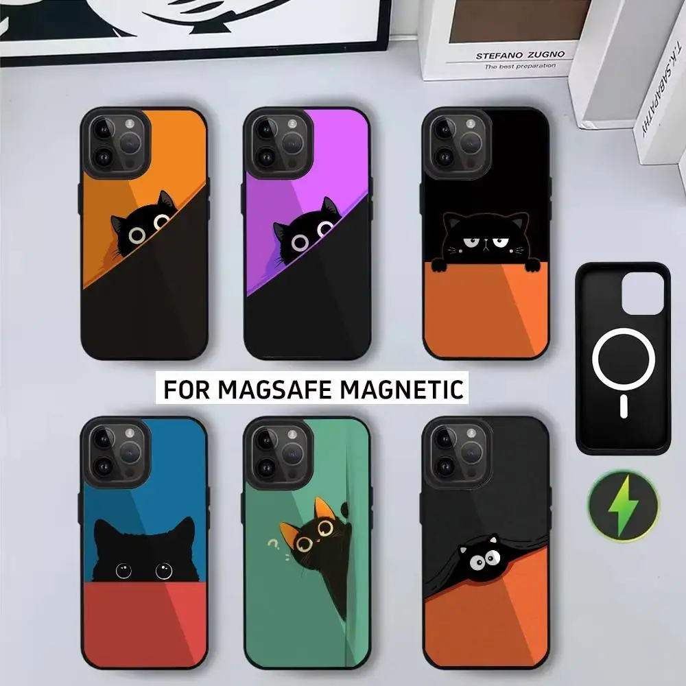 

Funny Cute half of a cat Phone Case For iPhone17,16,15,14,13,12,11 Plus,Pro Magnetic with Magsafe Wireless Charging