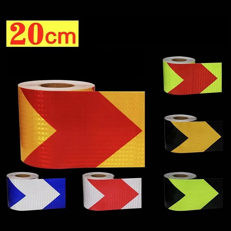 

20cm*10m Reflective Tapes Waterproof High Visibility Warning Safety Adhesive Film Twill Arrow Reflectors Stickers For Car Trucks