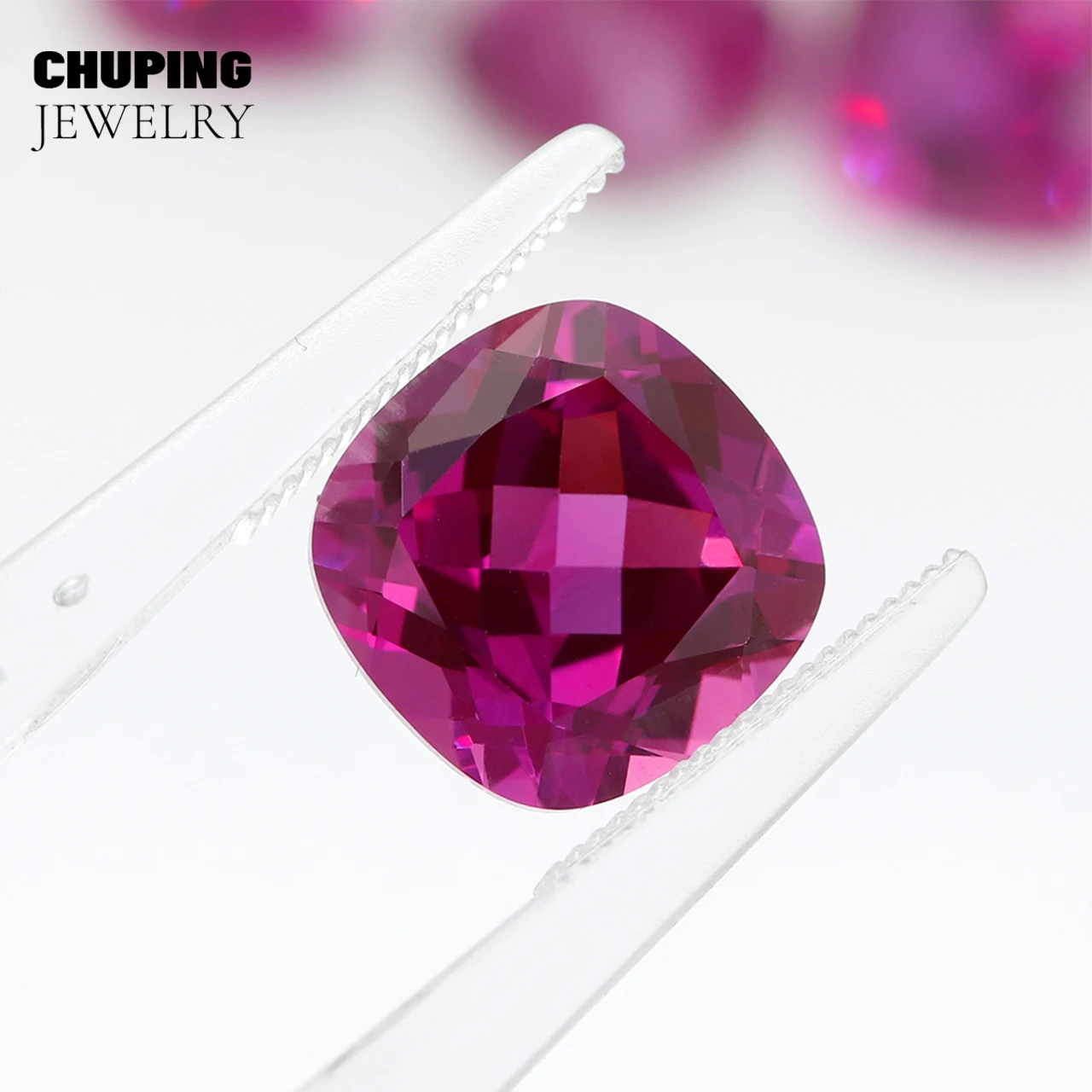 ChuPing Cushion Shape Flame Melted Lab Grown Rubellite Loose Store With AGL Certificate Synthetic Cultivate Rubellite Gemstones