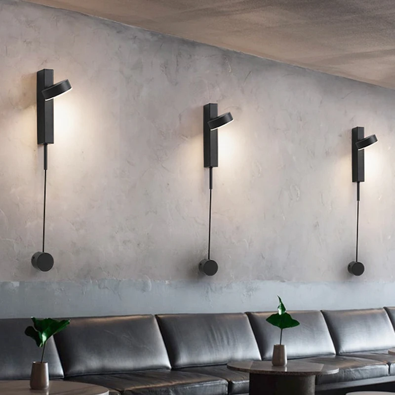 Modern LED Wall Lamps Sconce Light for Bedside Living Room Bedroom Study Indoor Home Decor Iorn Lighting with Rotation Switch