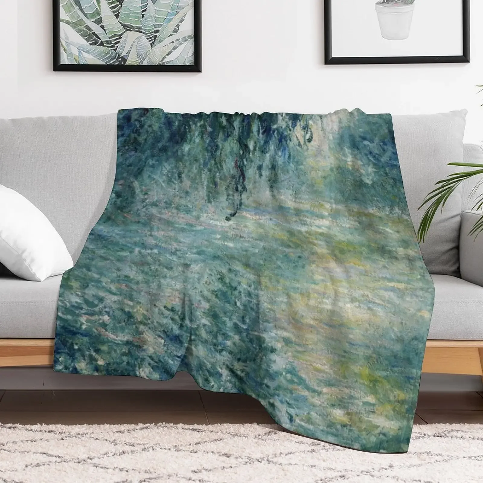 Monet Morning on the Seine Fine Art Throw Blanket Loose decorative Blankets