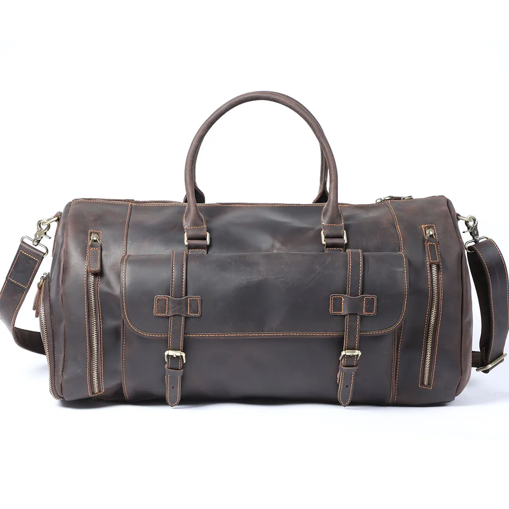S.WORKER Luxuriöse Reisetasche aus Vollnarbigem Rindsleder im Vintage-Stil, Große Handgepäcktasche – Detail 25