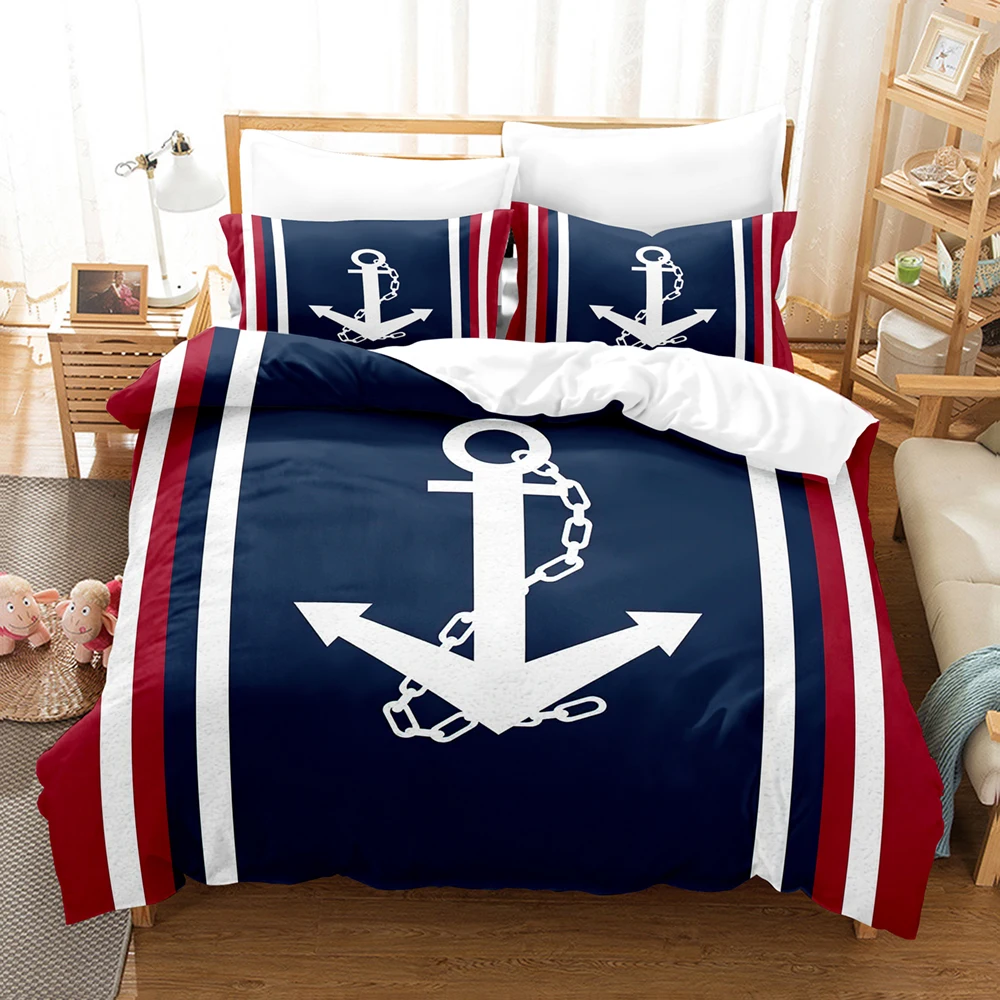 Nautical Ocean Anchor Bedding Sets 2022 Ocean Spirit Duvet Cover Bedding Set King Queen Bed Linen With Pillowcase Bedclothes