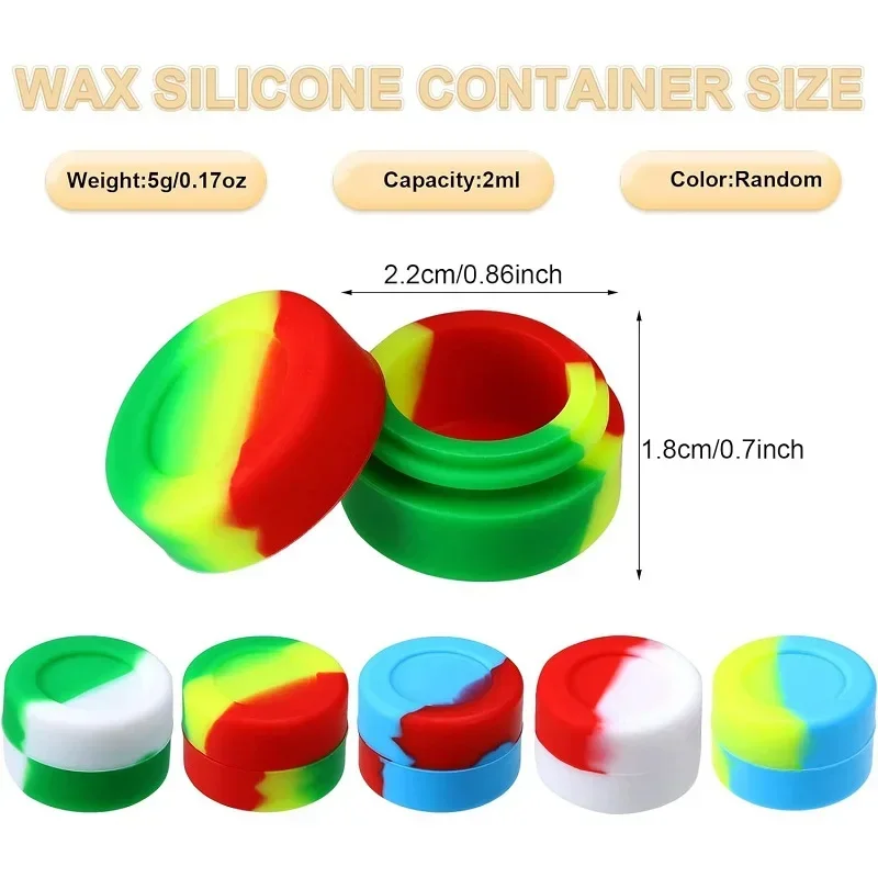 2ML Silicone Containers 10pcs Non-Stick Wax Containers Kitchen Oil Wax Concentrate Jars Multi Use Storage Jar Random Color