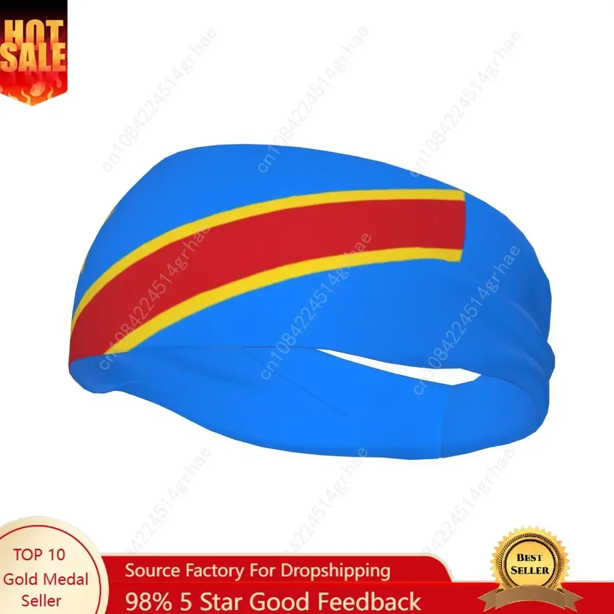 

Flag Of Congo Kinshasa Zaire Headband Headwrap Hair Bands Yoga Running Sweatband Sports Safety for Men