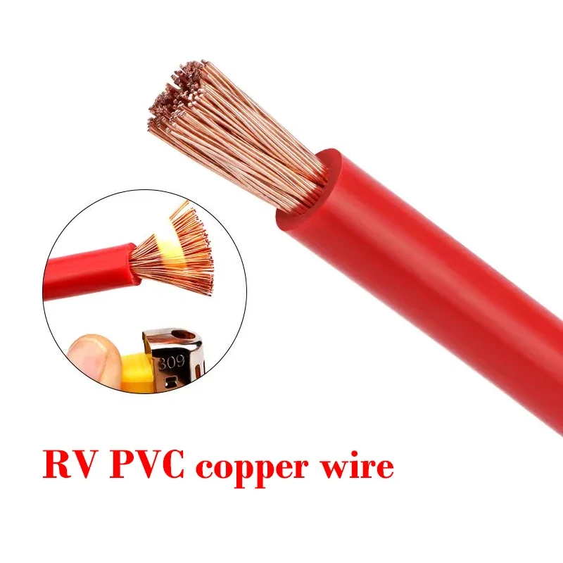 Soft Car Battery Wire PVC Cable With M8 Lug Red Black 8/6/4AWG Electrical Wire for Auto RV Solar Panel Inverter Length 20~100cm view 3