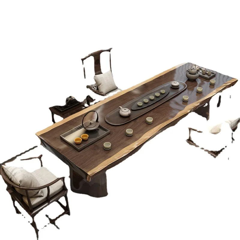 

Solid wood tea table office new Chinese large board chair combination living room