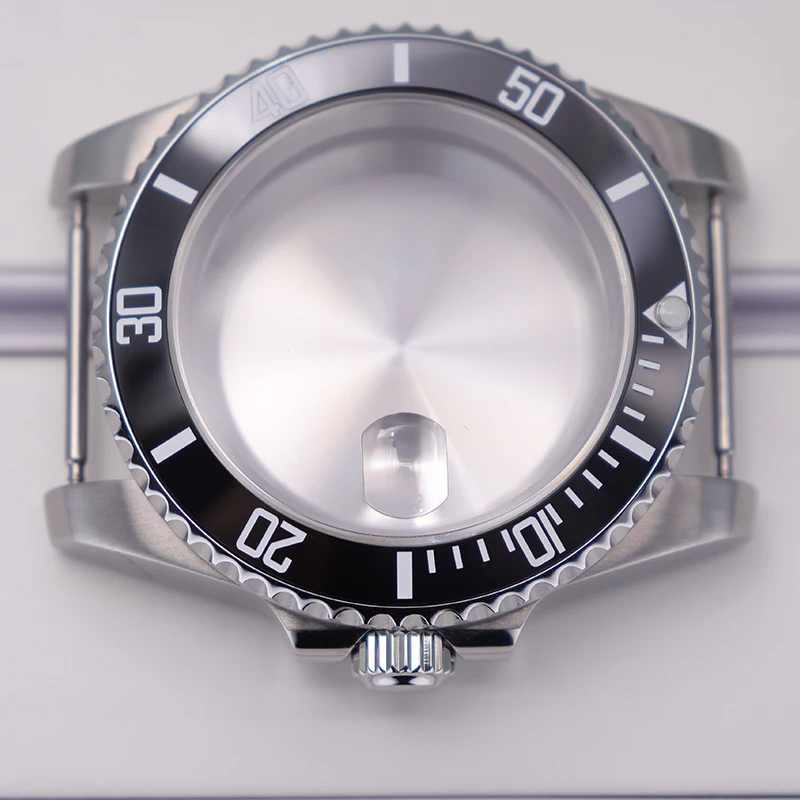 Silberne 40-mm-Gehäuse für Seiko NH35 NH34 NH36 NH38 Miyota 8215 ETA 2824 Herrenuhrengehäuse Saphirglas 28,5-mm-Zifferblatt Keramiklünette – Detail 3