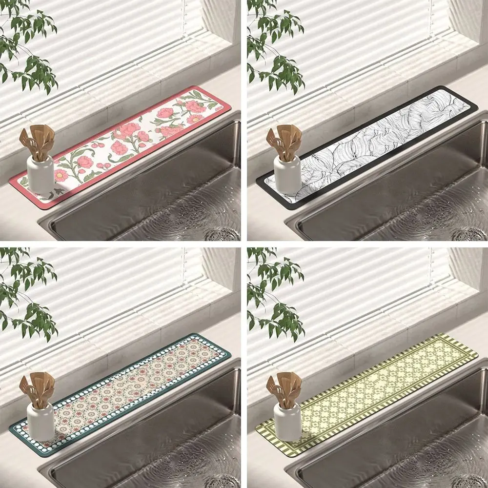 

Diatomite Faucet Draining Mat Non-Slip Splash Non-Slip Absorbent Pad Convenient Multi-function Countertop Protector