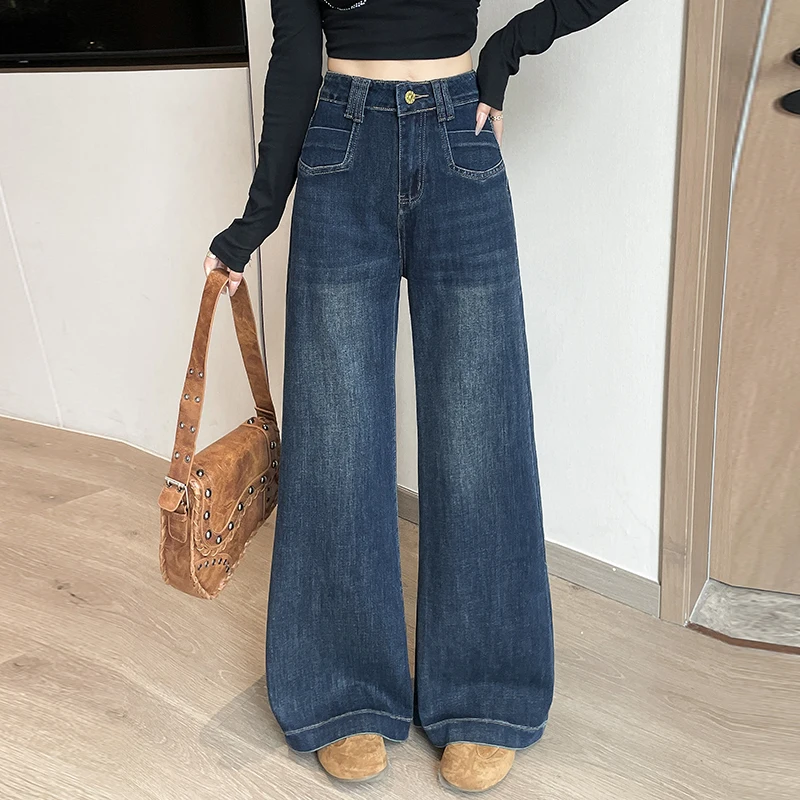 

Женские джинсы-клеш с высокой талией, облегающие, из хлопкового стрейч-денима, свободные, струящиеся, повседневные, широкие брюки для весны и осени