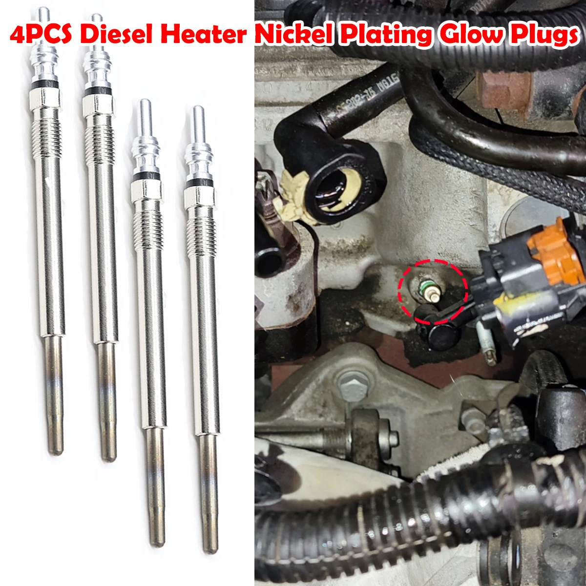 

4PCS Diesel Heater Nickel Plating Glow Plugs 5V Car Heater Ignition Replace Parts For Citroen C4 NC 2009-2025 C8 Dispatch Jumper