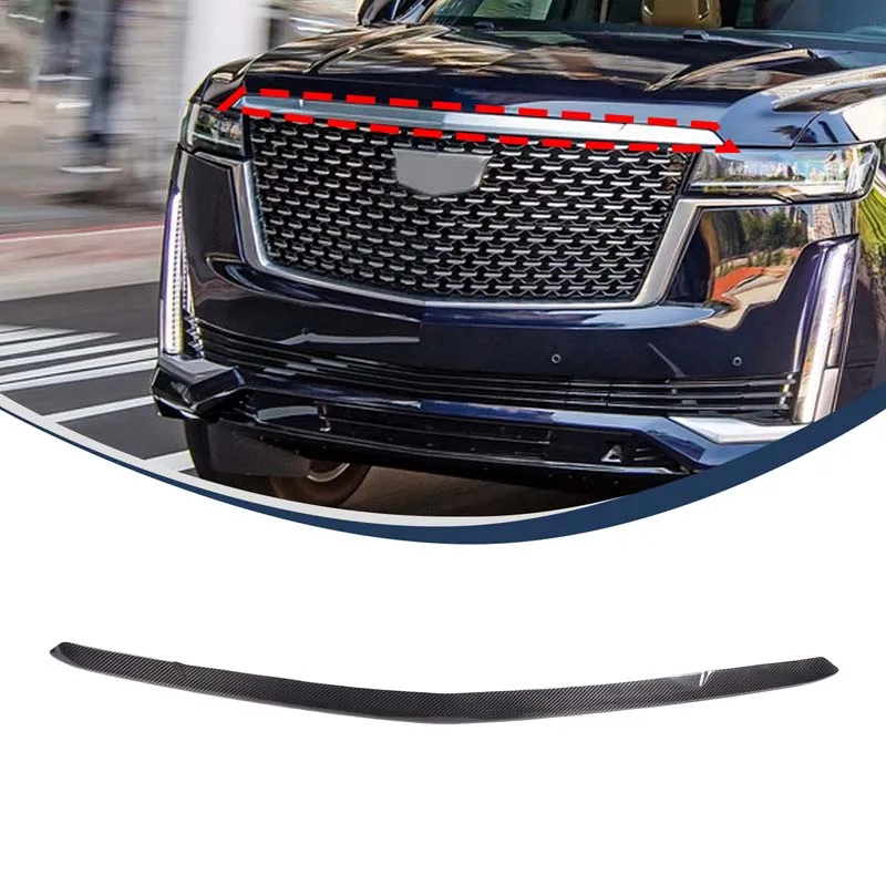 For Cadillac Escalade 2021-2023 Real carbon fiber car front hood mesh trim rear tail badge trim exterior protection accessories