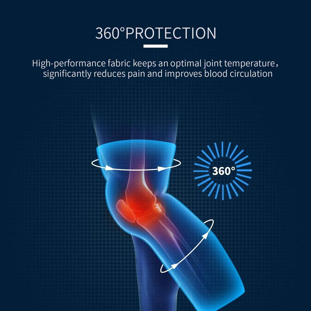 BraceTop Anti-Slip Lengthen Knee Pad Long Leg Sleeve Bandage Compression Knee Brace Running Sports Warmth Elastic Knee Protector