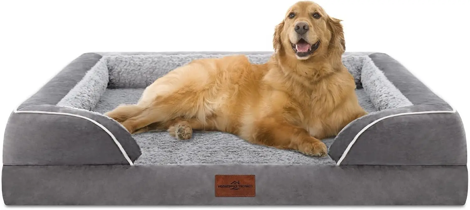 

Orthopedic Foam Dog Beds for Extra Large Dogs, XL Dog Bed with Bolster, Washable Dog Bed Sofa Pet Bed with Removable