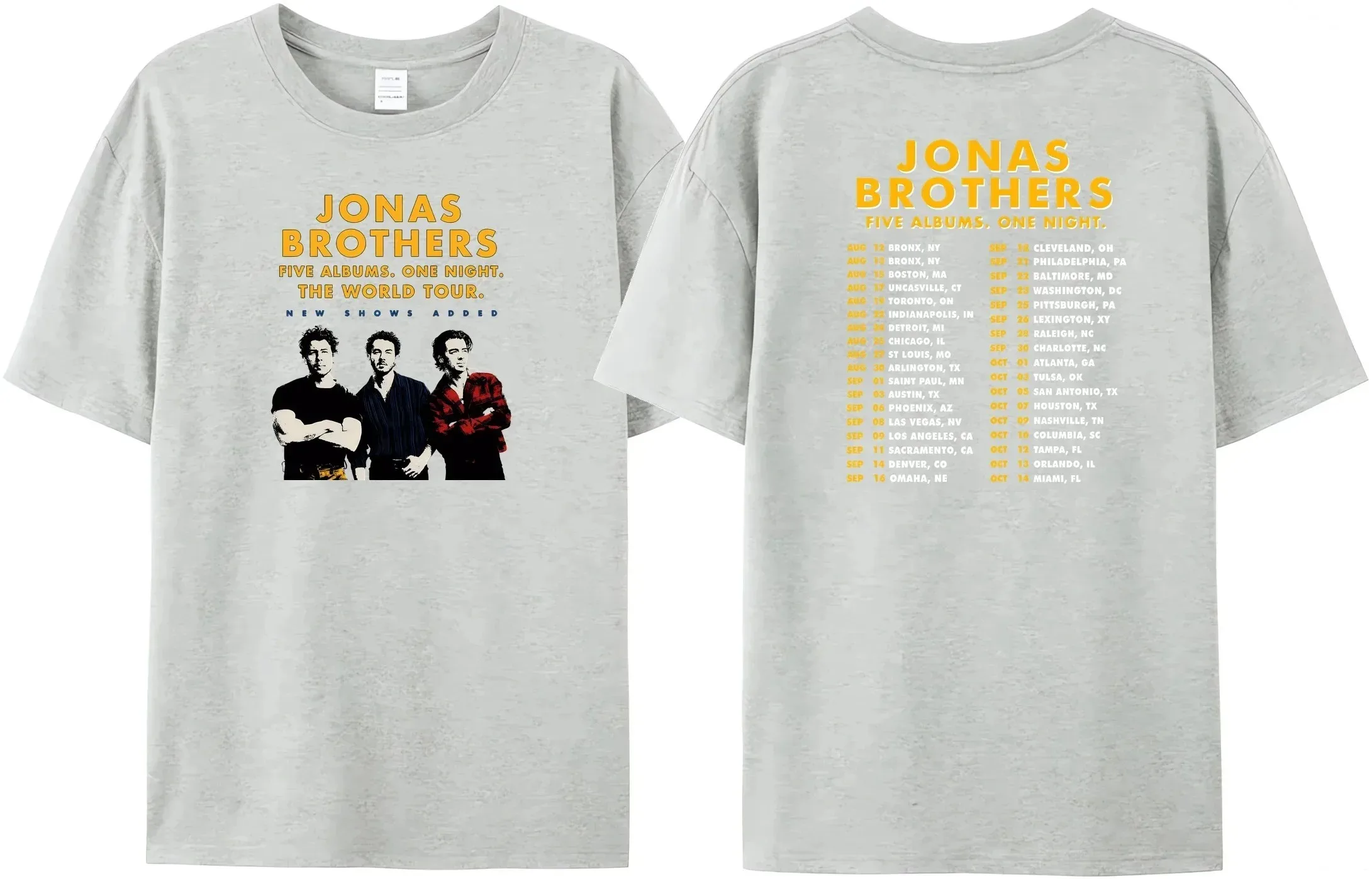 2024 New Amazing Quality Jonas Summer Black  North America Tour Popular Fan Tees Brothers Rock 5 Album Double Sided Print Tees