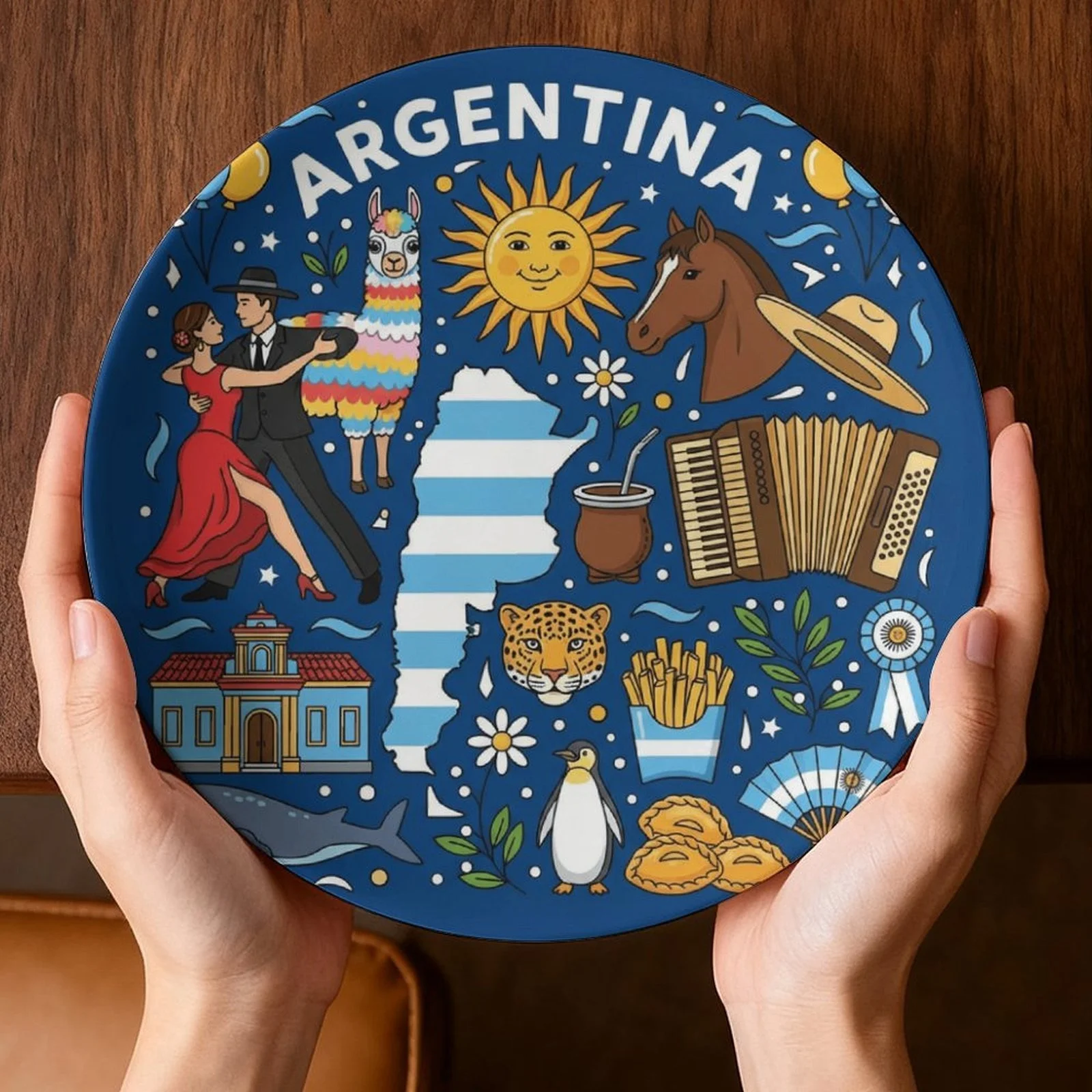 1pc placa decorativa com tema argentino-dançarinos de tango vibrantes, programas de Evita, Buenos Aires-superfície de contato sem alimentos-