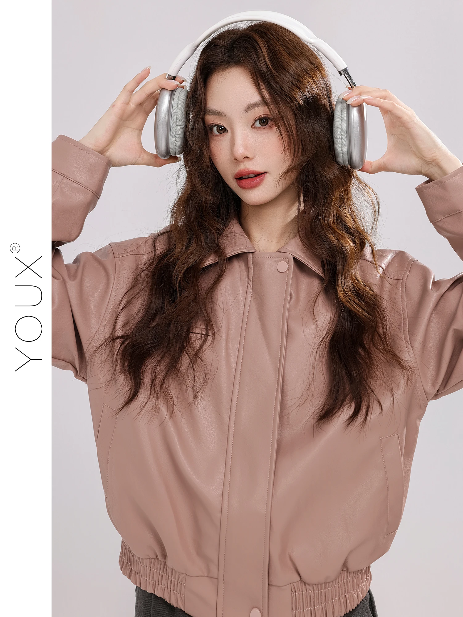 가을 신상 여성 루즈핏 폴로 칼라 가죽 재킷 레트로 아메리칸 다용도 탑 PU 가죽 긴팔 지퍼 코트