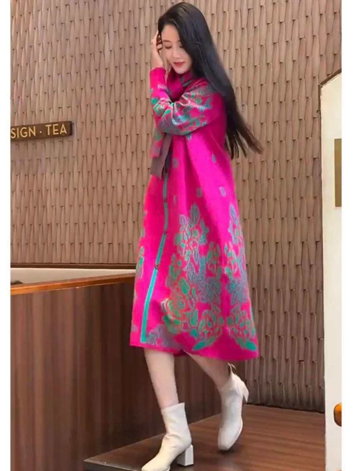 

Элегантный женский свободный вязаный свитер миди в этническом стиле, модный осенне-зимний, больших размеров, скрывающий фигуру, стройнящий, Dr.