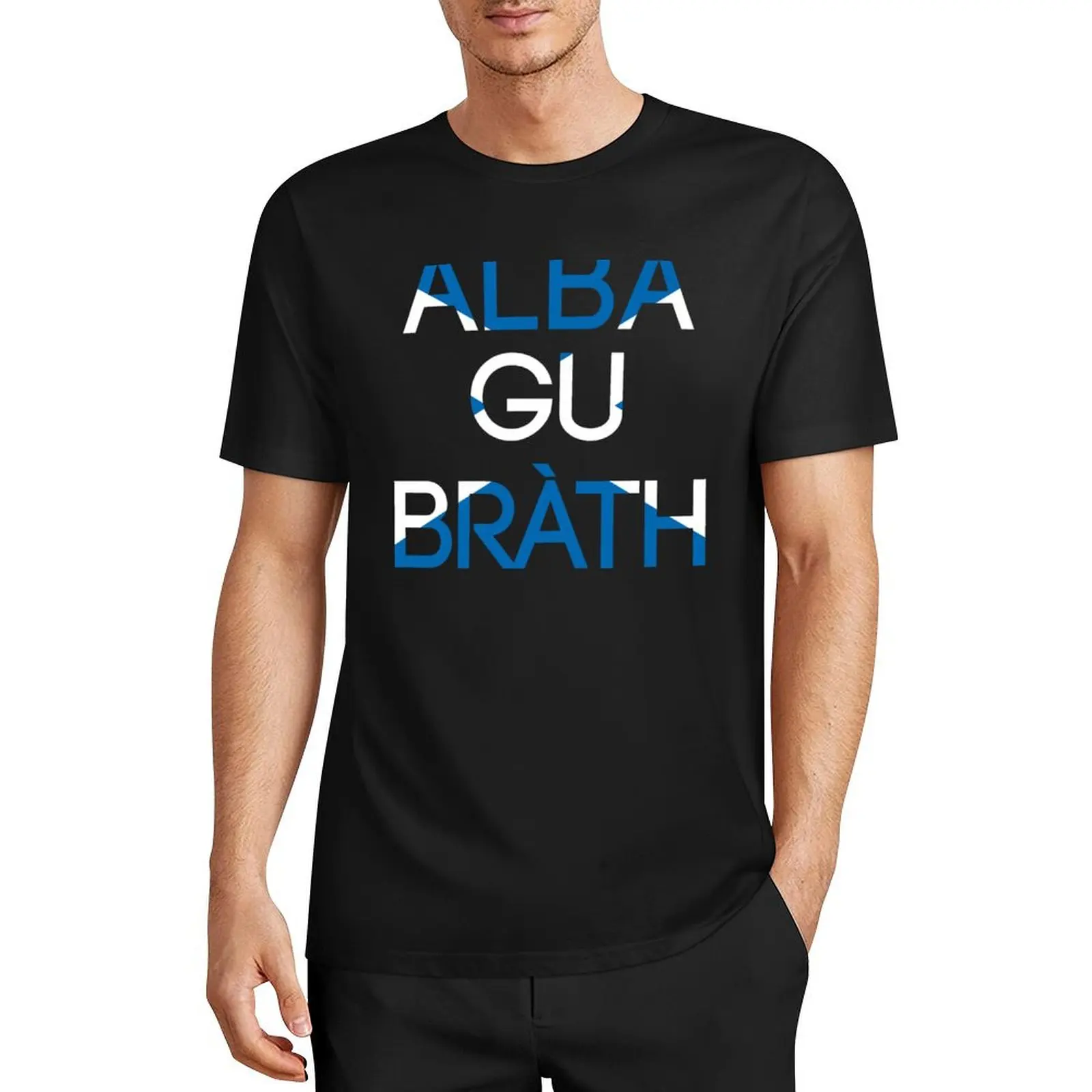 

ALBA GU BRATH, Scottish Saltire Flag Text Slogan T-Shirt Short sleeve tee sweat mens designer clothes