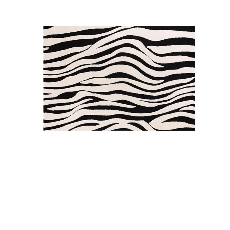 Leave-in waterproof living room carpet, black and white new 2026 light luxury premium striped lines can be wiped