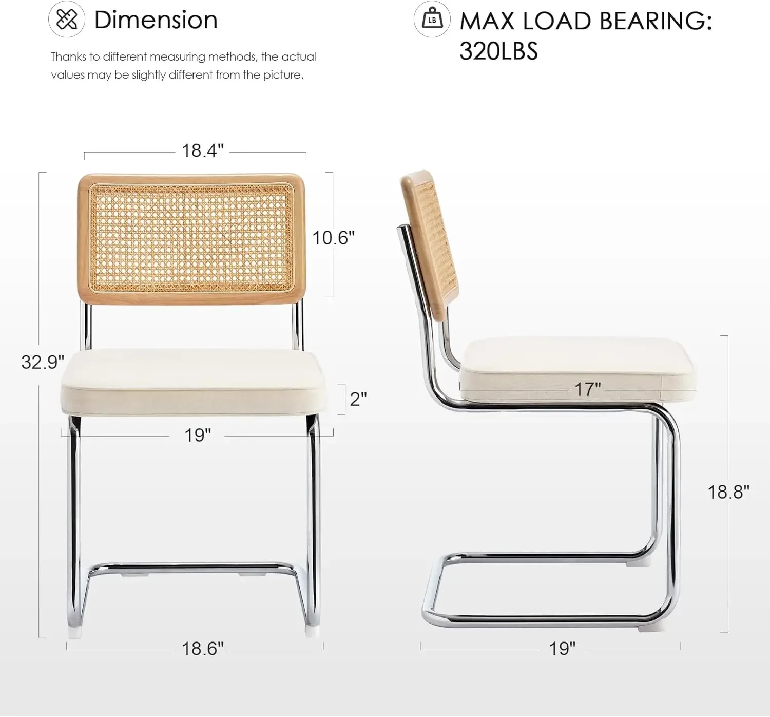 XMSJ. مجموعة كراسي تناول الطعام من الروطان الطبيعي مكونة من 2، كراسي طعام حديثة لمنتصف القرن مع ظهر من الخشب الصلب وقاعدة من الكروم، للمطبخ Liv #3