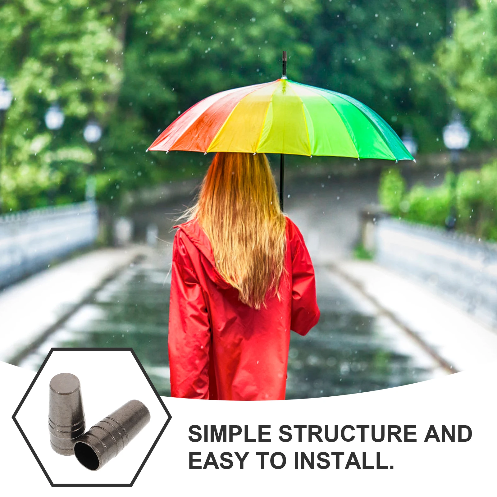 

2Pcs Practical Metal Umbrella Tip Cover Replacement Long Umbrella Accessories for Sun Protection