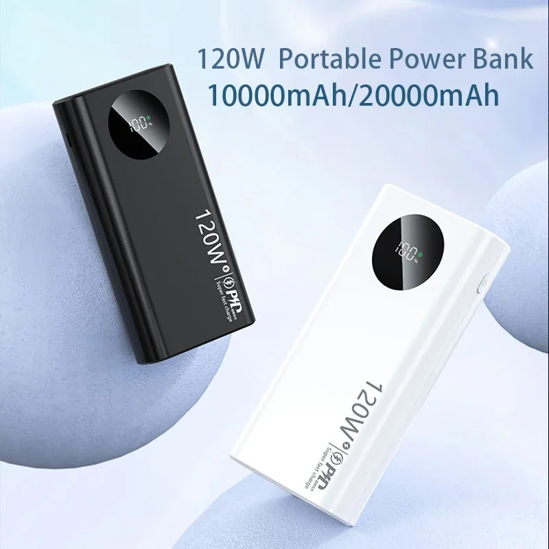 Fast Charging 10/20Ah 120W Thin And Light Portable Power Bank Cell Phone Accessories External Battery For IPhone Samsung Xiaomi