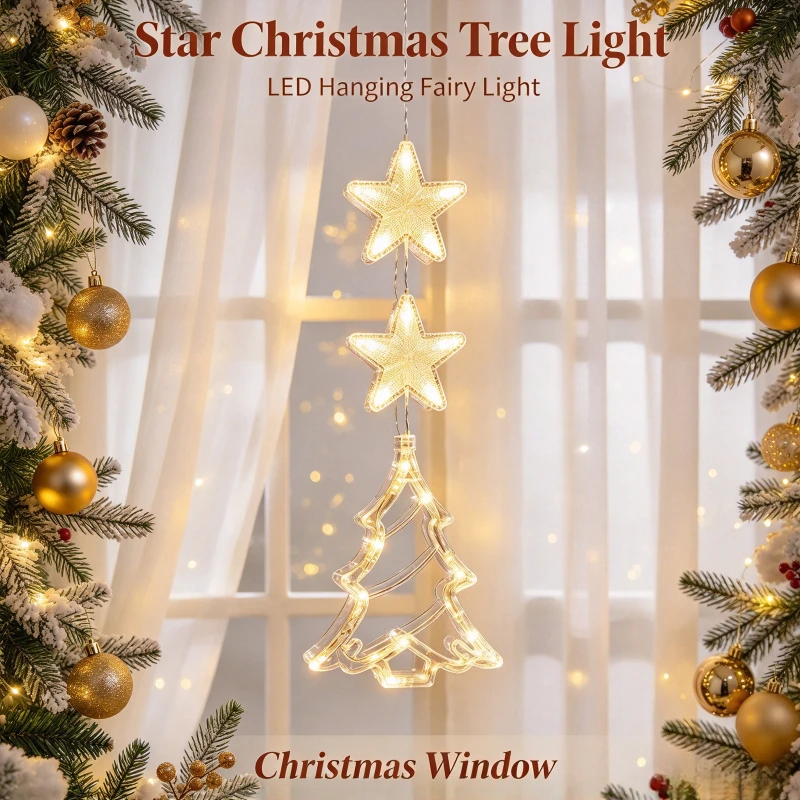 Christmas Window Snowflake Fairy Light LED Suction Cup Lamp for Wedding Festival Home Decoration Ambient Cozy Room Decor