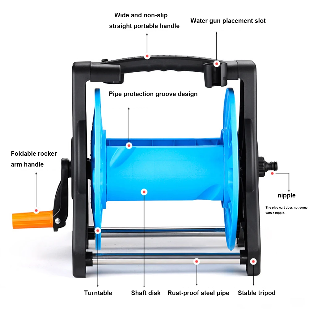 

Multifunctional Garden Hose Cart Car Washing Hose Manual Reel Storage Rack Portable Design for Garden Watering Car Washing