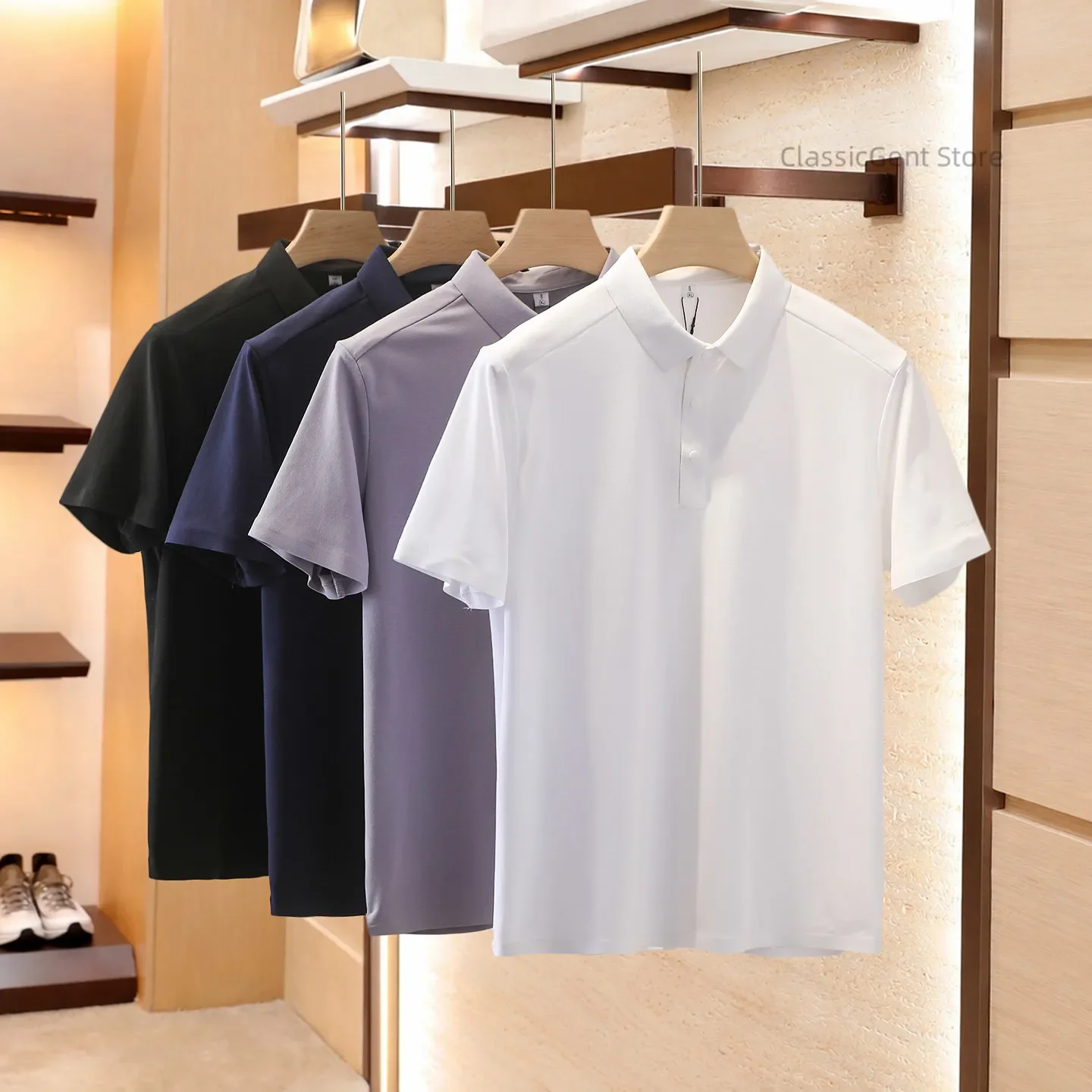 

Europe, America, there are large sizes, men's summer thin breathable short-sleeved POLO shirt