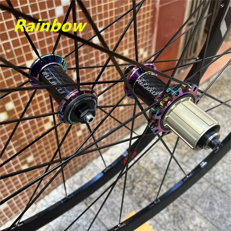 RUJIXU 6pawls Ultralight 700C Height 30/40/50MM Pull Straight Flat Spokes Wheel Group V / C brake disc brake  road wheelset