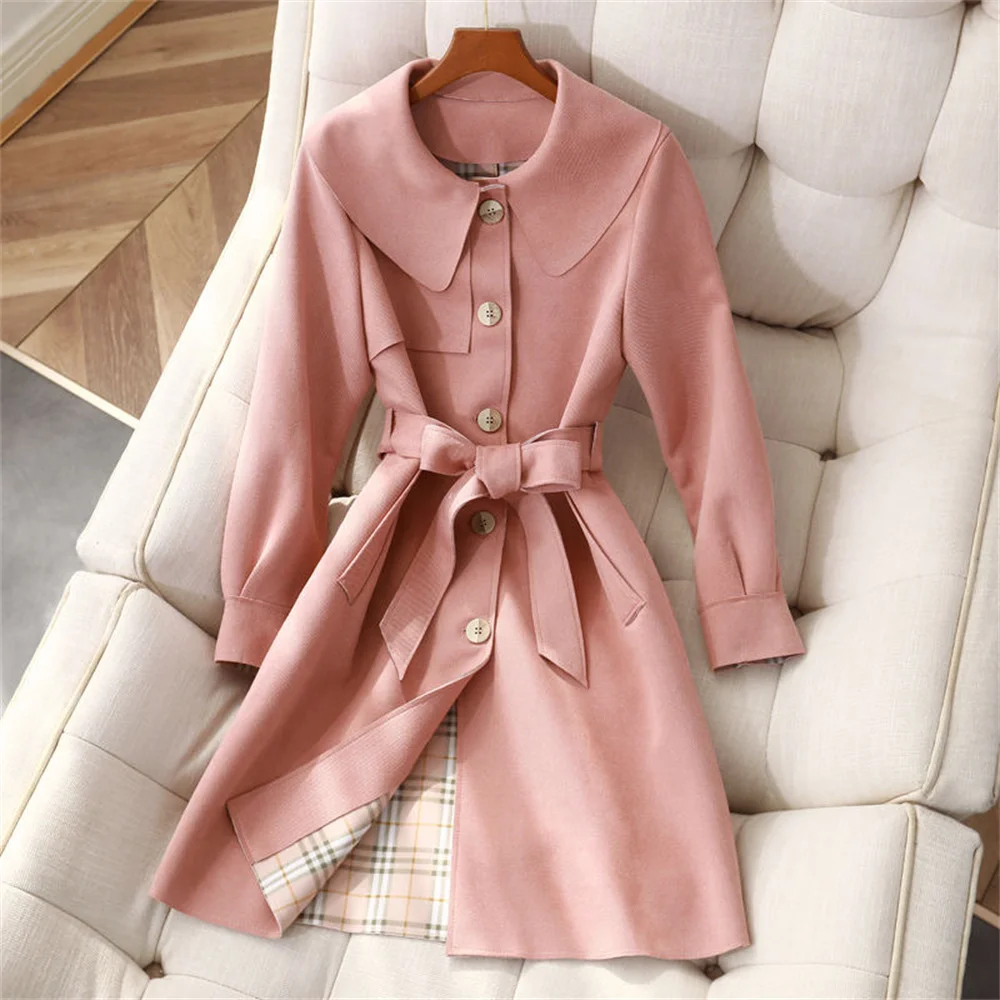 Spring Autumn Trench Coat 2024 New Women's Long Suede Coat Korean Version Long Sleeve All Fashion Temperament Popular Top Tide