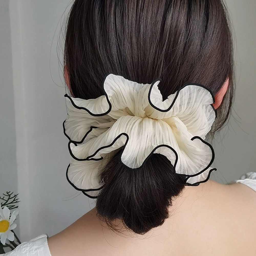 

Agaric Edge Hair Bands Oversized Pleated Hair Rope Wrinkle Chiffon Scrunchies Ponytail Holder Hair Tie DIY Mesh Hair Accessories