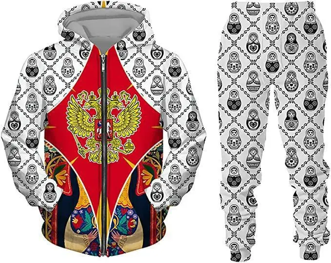 Herren Reißverschluss-Hoodie Trainingsanzug mit 3D-Grafikdruck Löwenkönig Langarm-Sweatshirt Jogginghose Locker Sitzend Herbst Winter Hip-Hop Alltagskleidung – Detail 12
