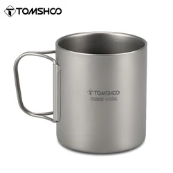 Tomshoo 220/350/450/600ml Double Layer Titanium Water Cup Coffee Tea Mug for Home Outdoor Camping Hiking Backpacking Picnic