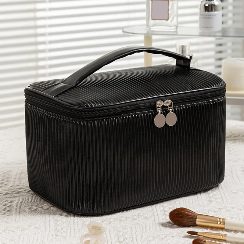 Portable Girl Leather Makeup Bag Women Cosmetic Bag Outdoor Waterproof Toiletries Organizer Female Beauty Bags Makeup Organizer