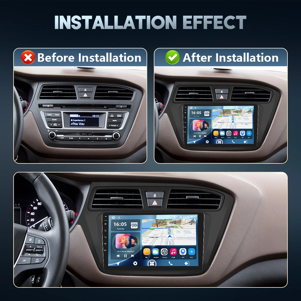 Android Autoradio für Hyundai I20 2015-2017 Kabelloses Carplay DSP WIFI RDS GPS FM BT