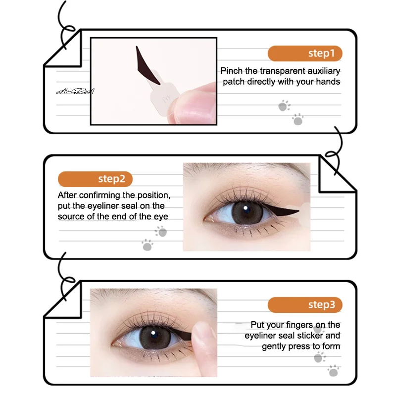 140개 방수 아이라이너 스탬프 스티커 (손잡이 포함) 원스틱 몰딩 사용 간편 방수 땀 방지 눈썹 스티커