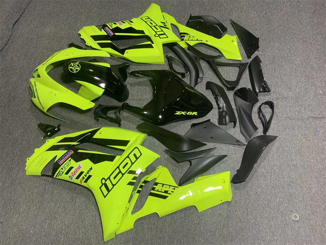 New ABS Plastic Shell Motorcycle Fairing kit Fit For Kawasaki Ninja ZX6R 636 ZX-6R 2007 2008 07 08 Custom fluorescent yellow